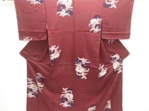 大正ロマン　草花模様織り出しお召着物